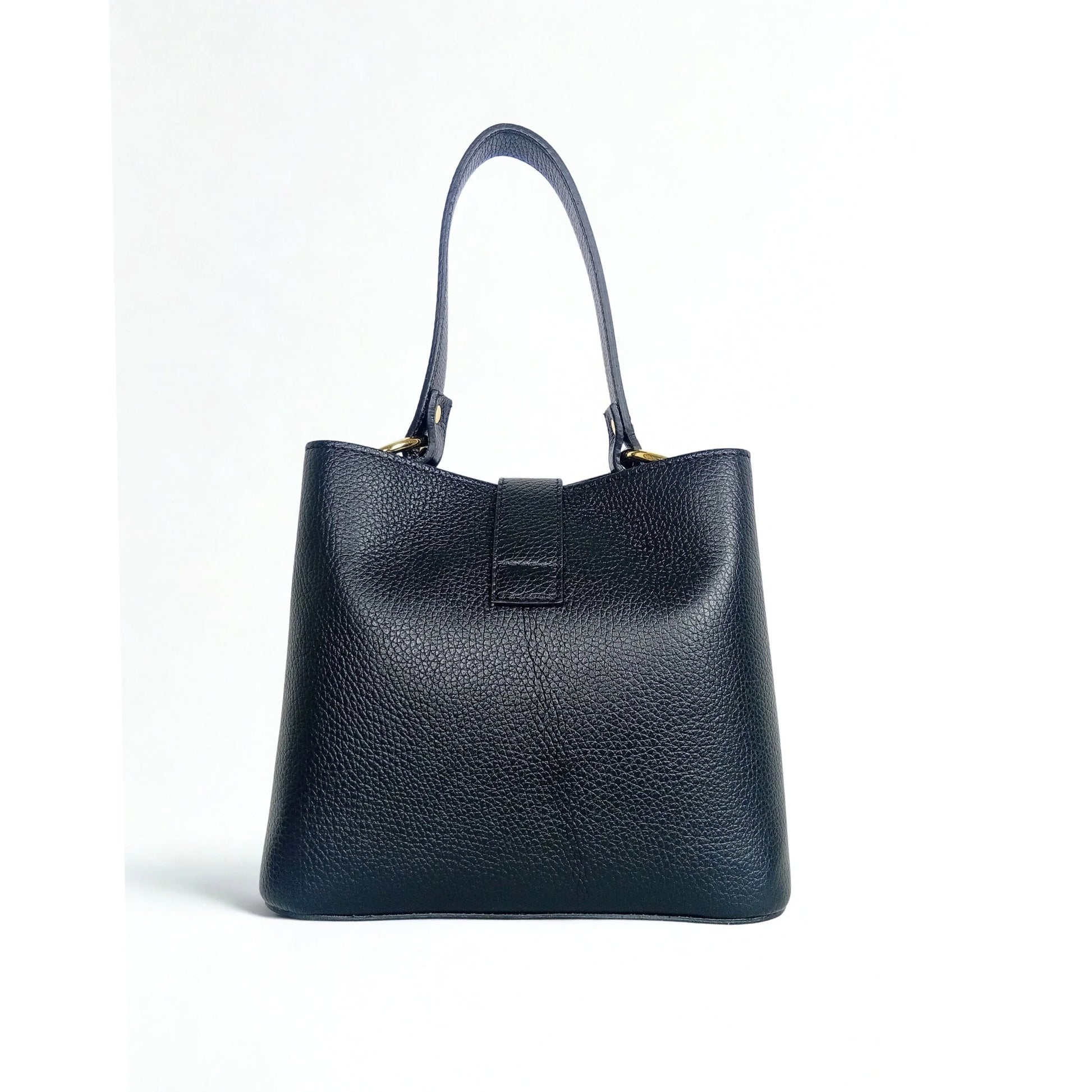 Structured top-handle bag with gold-tone hardware MS-2501 - Black - Handbag