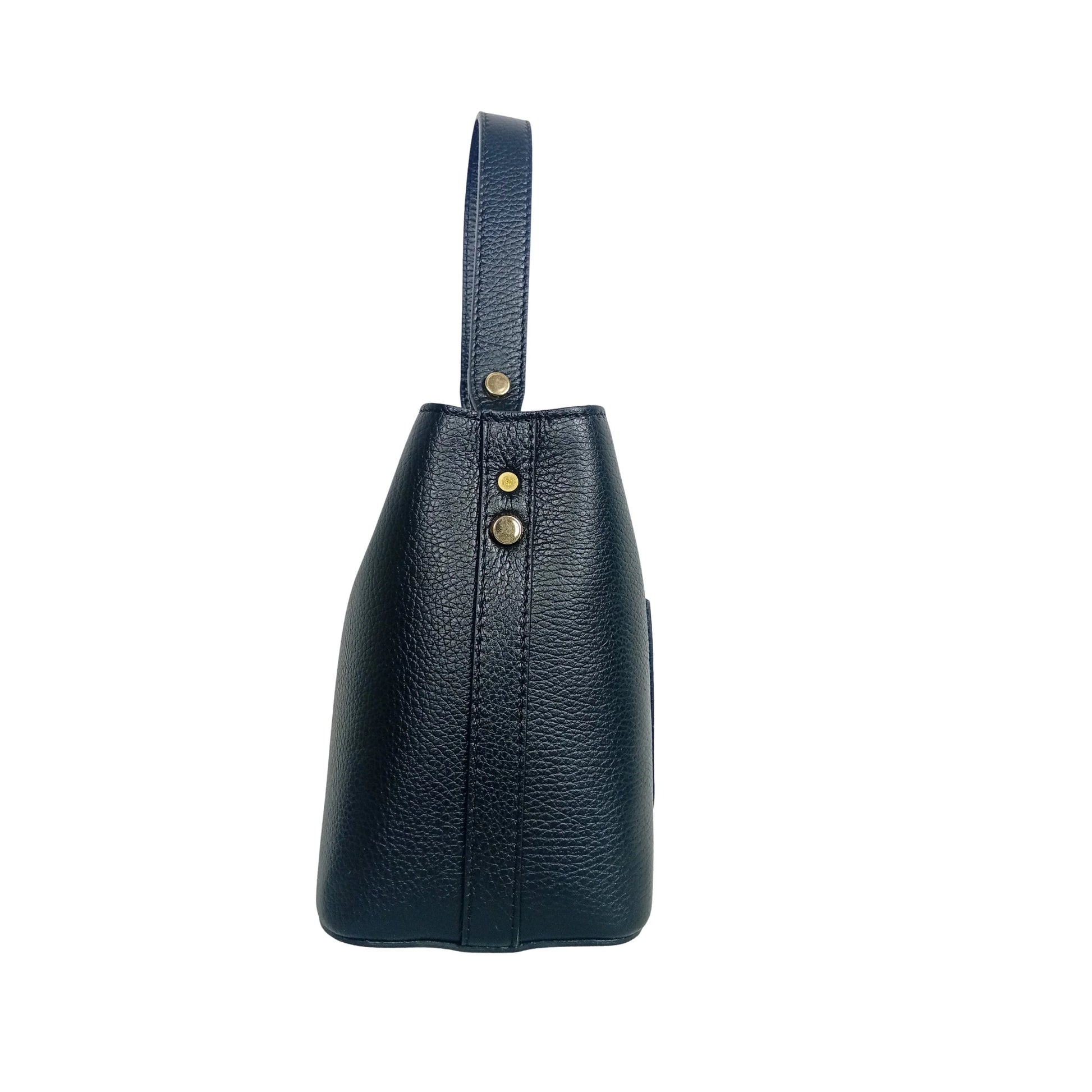 Structured top-handle bag with gold-tone hardware MS-2501 - Black - Handbag
