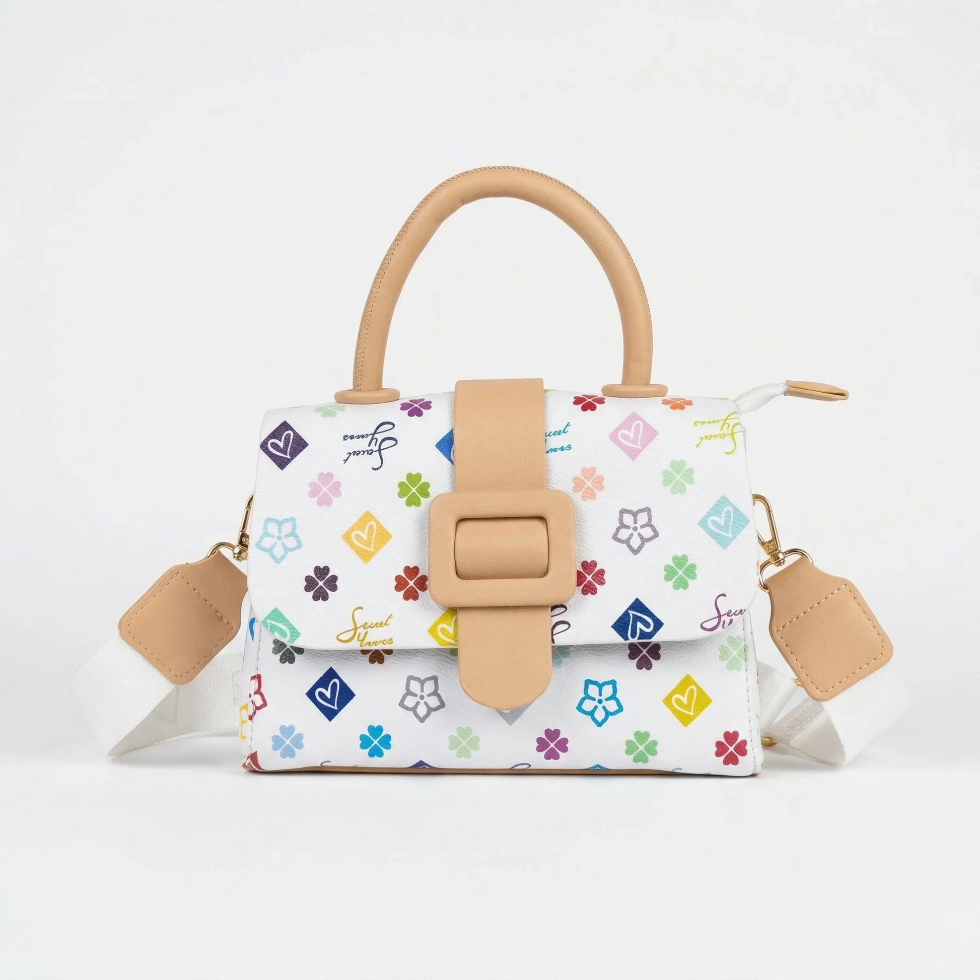 Sweet Years Mini Borsa A Tracolla In Ecopelle Con Stampa … | Vista frontale | ecopelle | Caffè