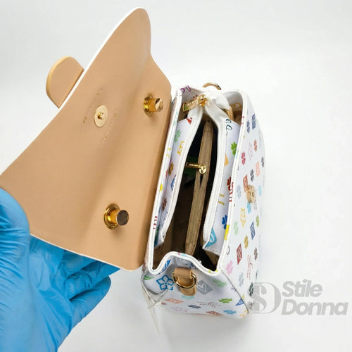 Sweet Years Mini Borsa A Tracolla In Ecopelle Con Stampa … | Close-up chiusura | ecopelle