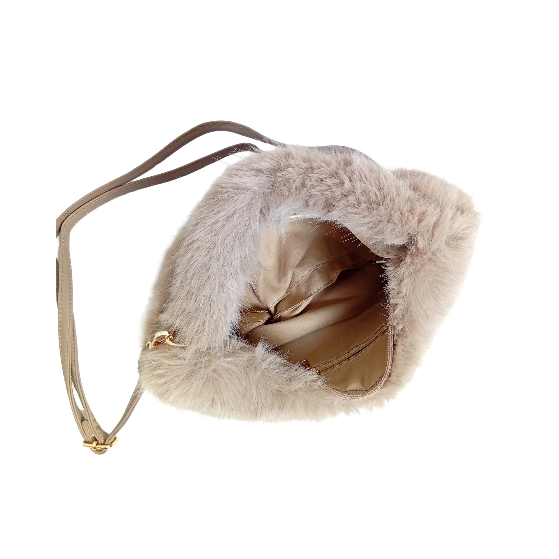 Vanilla faux-fur mini hobo handbag MS-2167 - Hobo bag