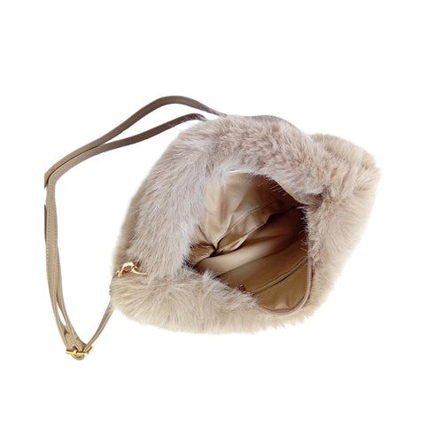 Vanilla faux-fur mini hobo handbag MS-2167 - Hobo bag