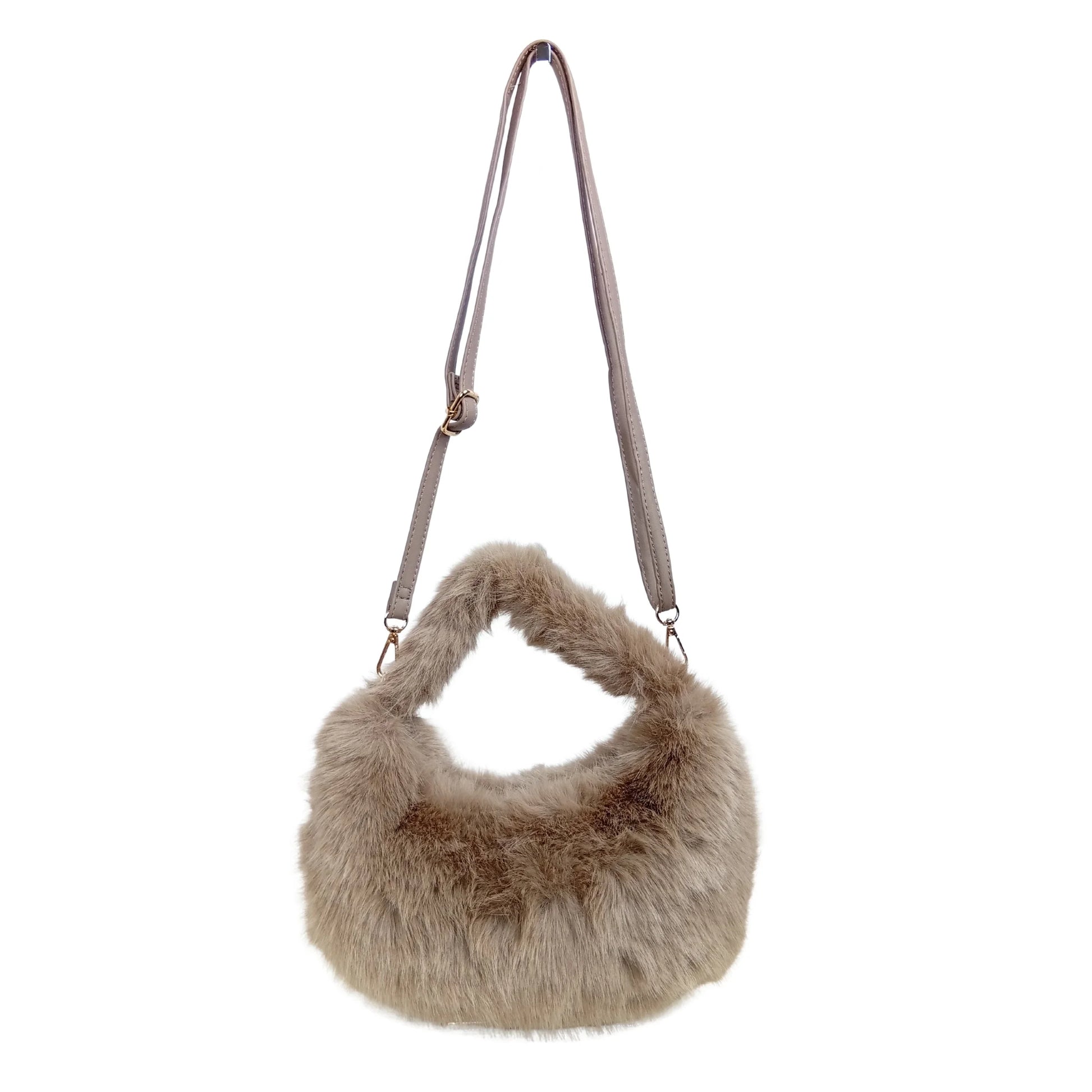 Vanilla faux-fur mini hobo handbag MS-2167 - Hobo bag