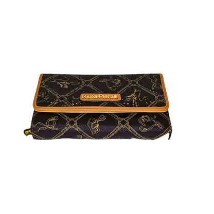 Brown wallet for ladies with tan trim pattern - Stile Donna Bags