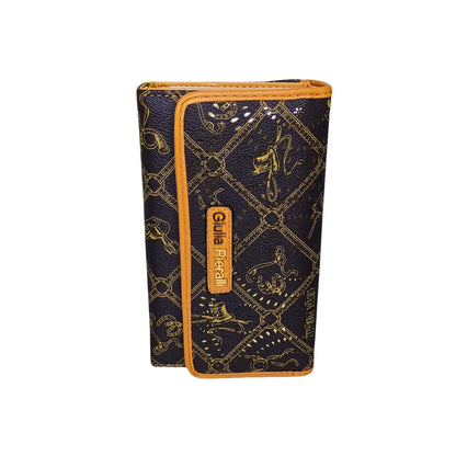 Brown wallet for ladies with tan trim pattern - Stile Donna Bags