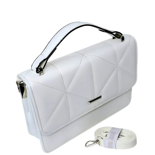 White Leather Handbag for Women - MS-8904 - Stile Donna Bags