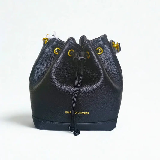 Women’s Bucket Bag in Leather - color black - Handbag
