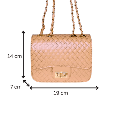 Women’s Handbag with twist chain shoulder Strap color - Beige - Shoulder bag