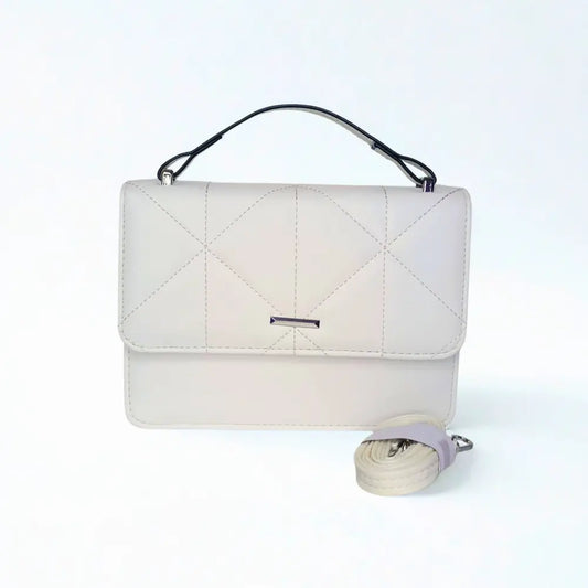 Women’s Portable Handbag in leather - color white