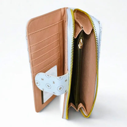 Women’s Purse in leather - color white and black - wallet