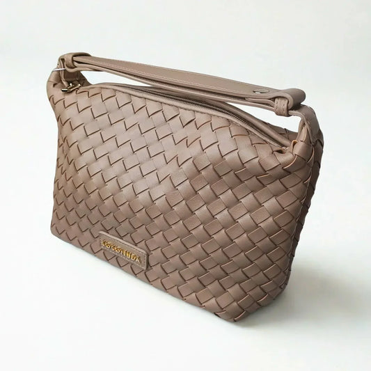 Woven Leather Handbag with Handle - MS-4957 - Stile Donna Bags