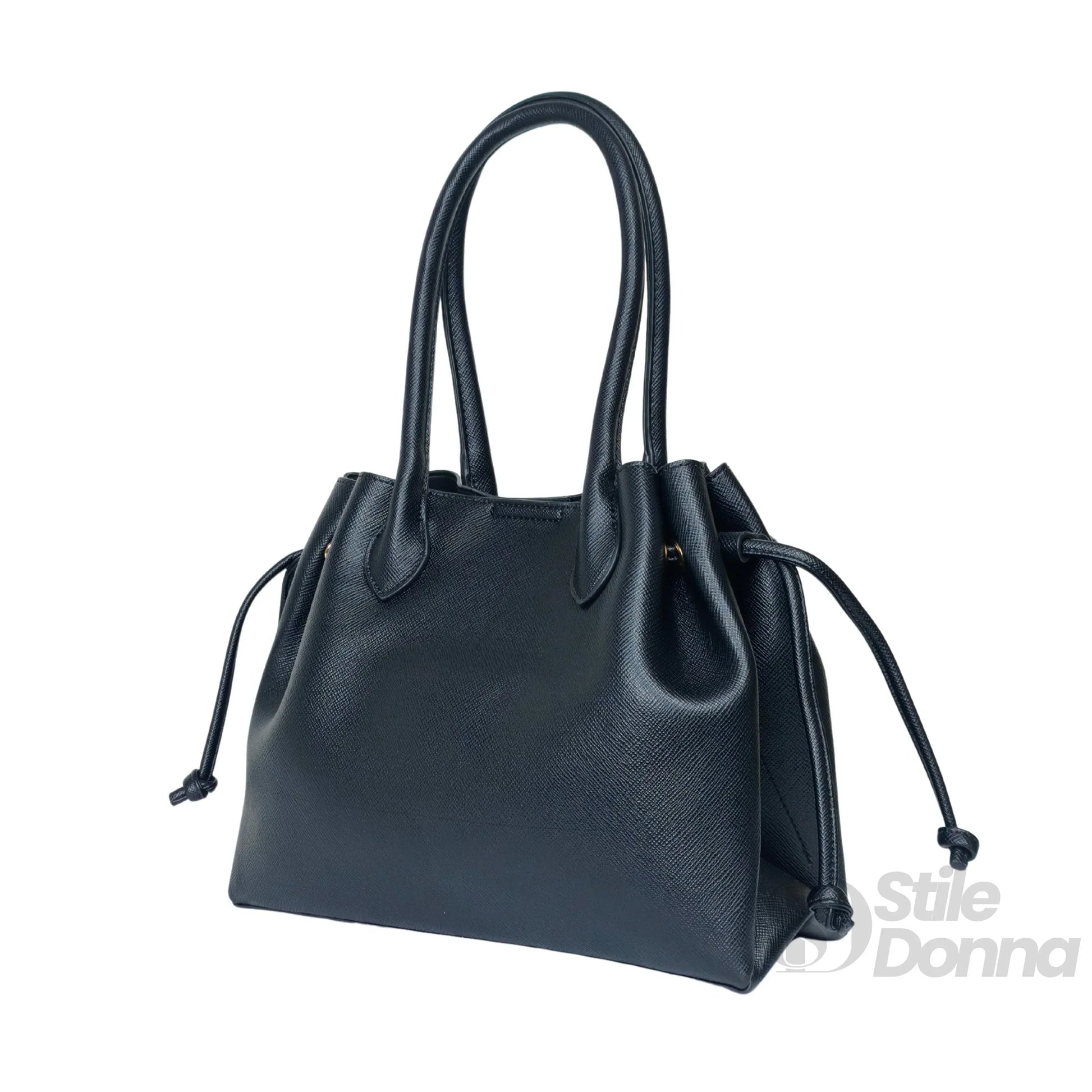 YY Coveri Borsa A Mano Strutturata Colore Cuoio Con Traco… | Prospettiva indossata | ecopelle | Nero