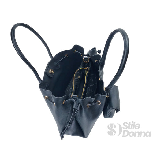 YY Coveri Borsa A Mano Strutturata Colore Cuoio Con Traco… | Insieme con accessori | ecopelle | Nero