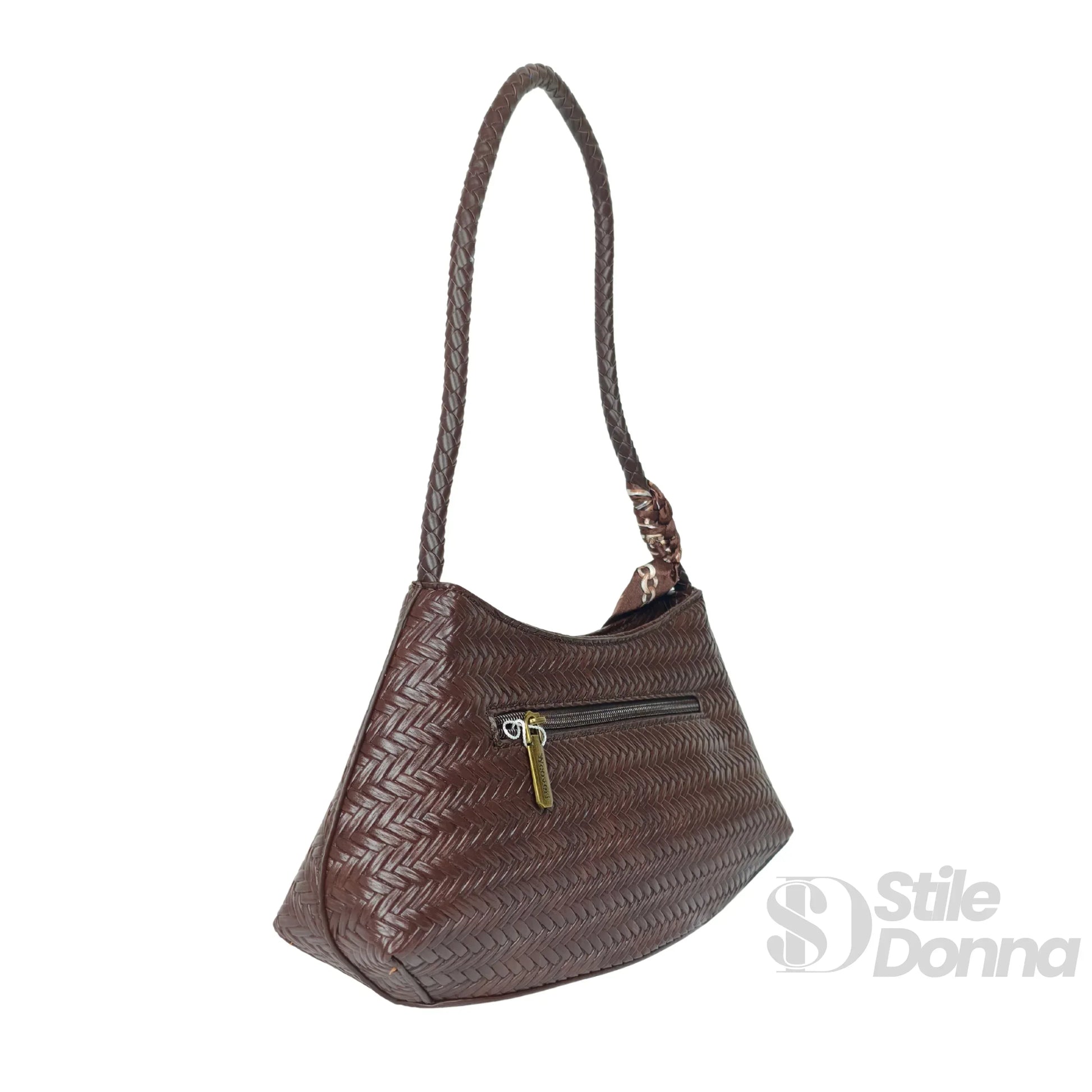 yy-coveri-borsa-a-tracolla-intrecciata-argentata-con-sciarpa-462 - Stile Donna Bags