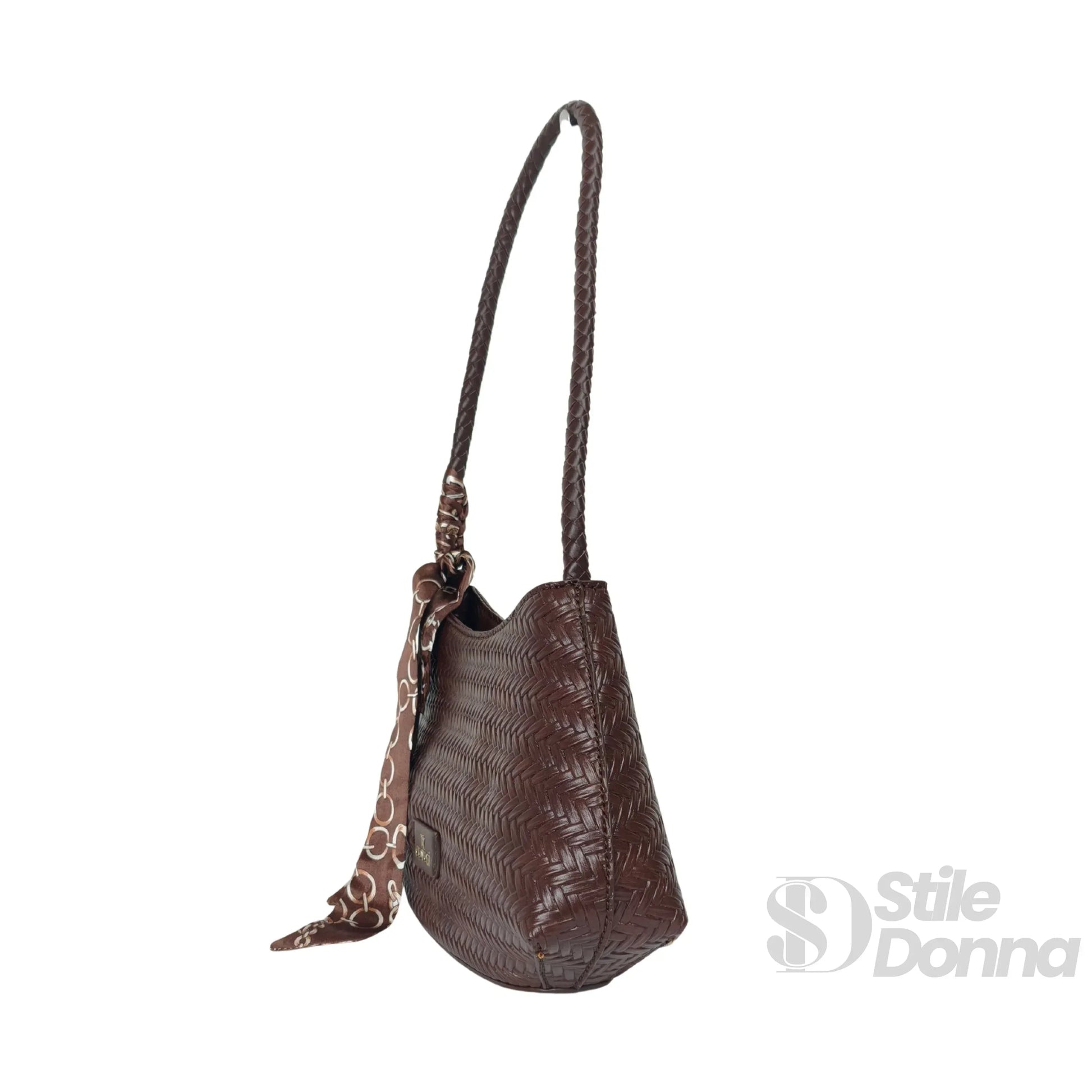 yy-coveri-borsa-a-tracolla-intrecciata-argentata-con-sciarpa-898 - Stile Donna Bags