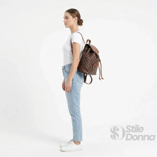 zaino-da-donna-in-pelle-con-tracolla-regolabile-marrone-712 - Stile Donna Bags