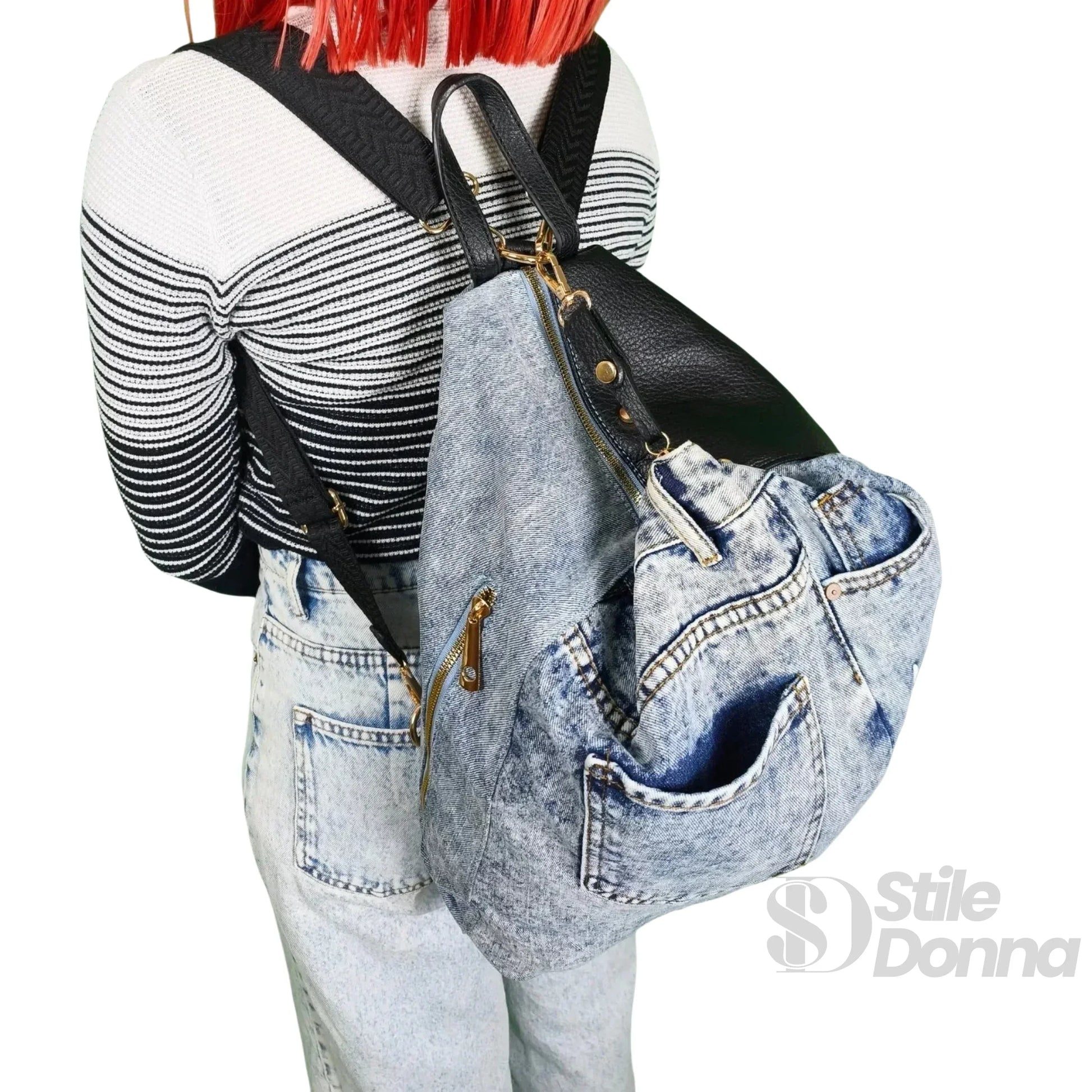 zaino-in-denim-dask-con-stampa-accenti-924 - Stile Donna Bags