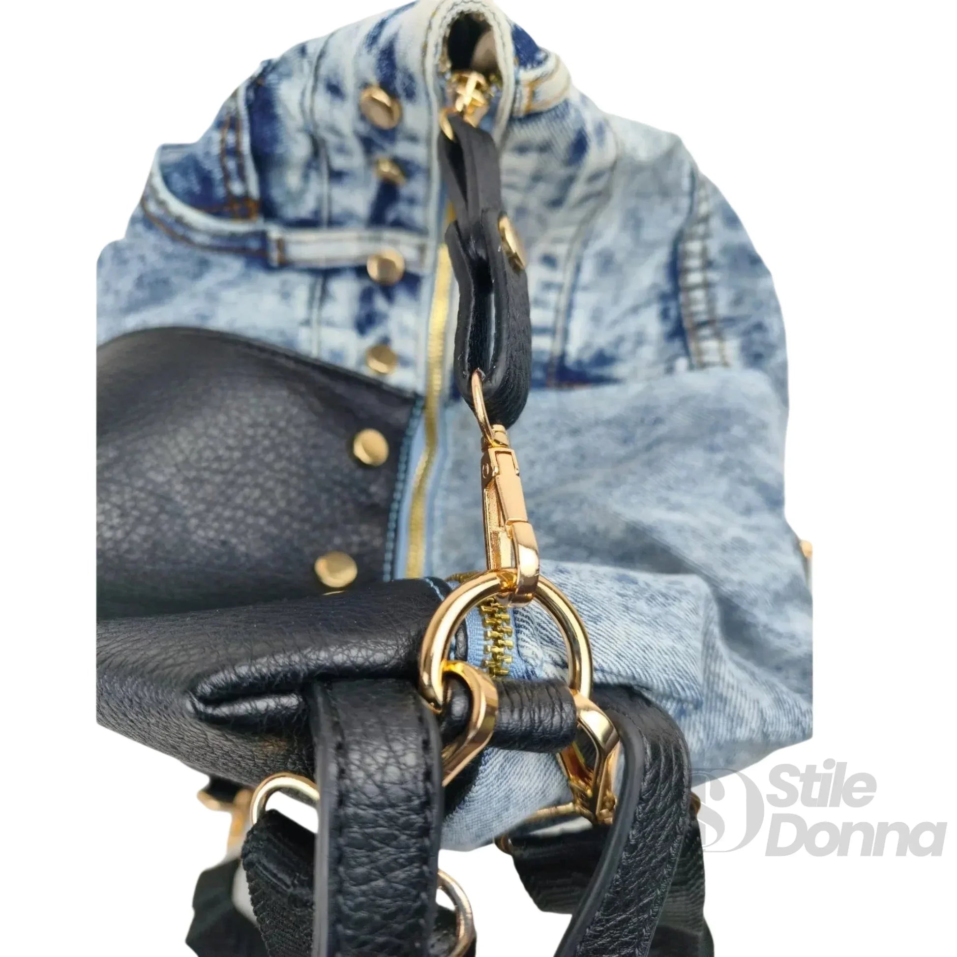 zaino-in-denim-dask-con-stampa-cinghia-spalla-pelle-648 - Stile Donna Bags