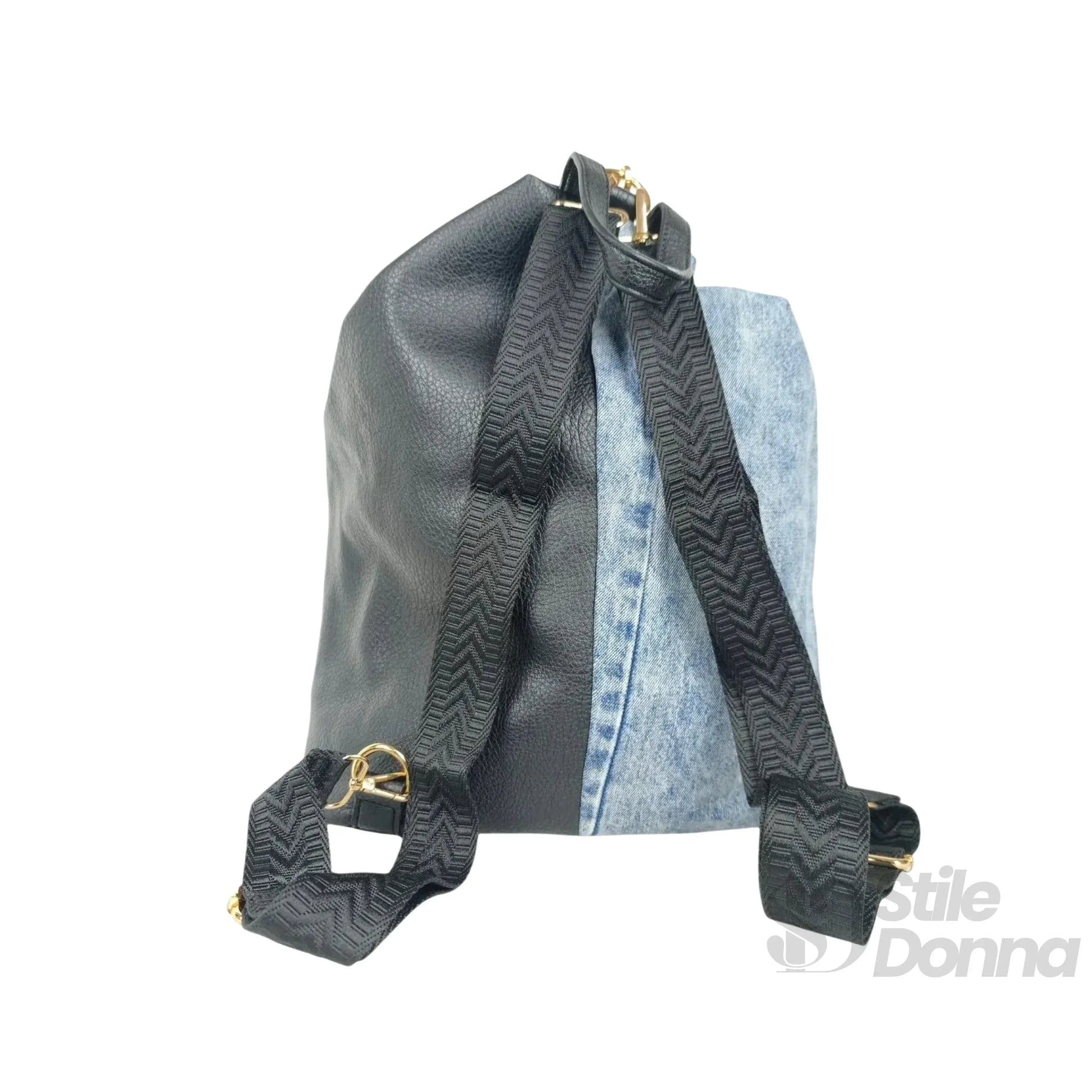 zaino-in-denim-dask-con-stampa-nero-584 - Stile Donna Bags