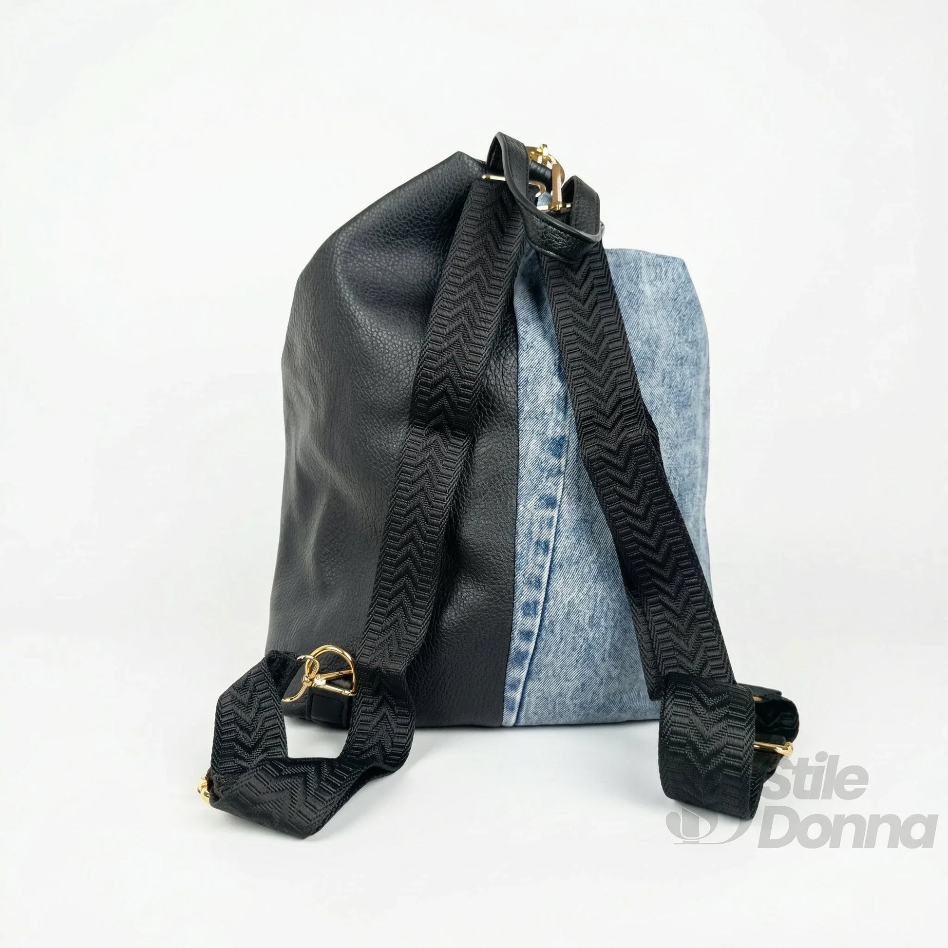 zaino-in-denim-dask-con-stampa-nero-880 - Stile Donna Bags