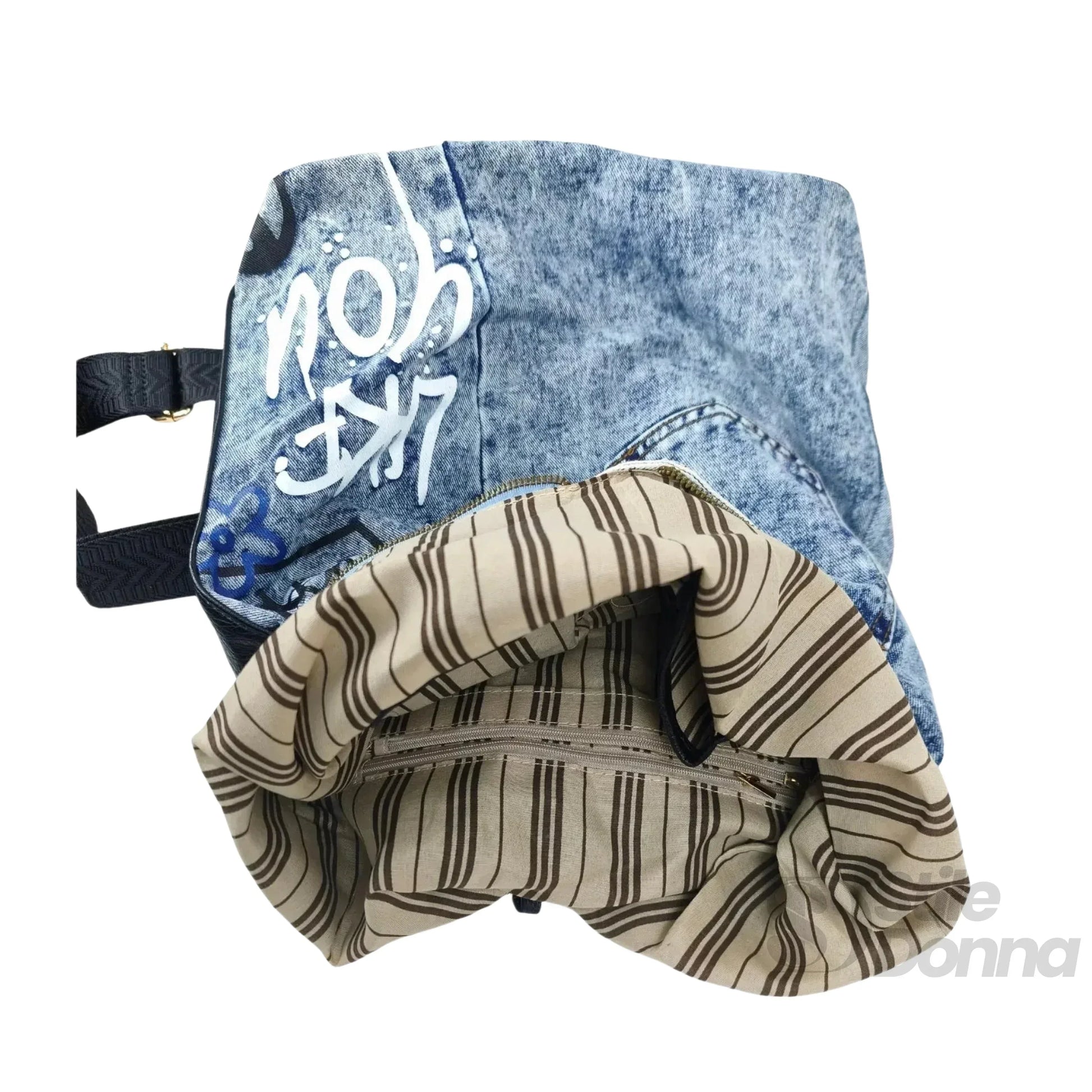 zaino-in-denim-dask-con-stampa-scritte-257 - Stile Donna Bags