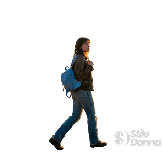 zaino-mini-in-denim-blu-con-zip-oro-dettagli-845 - Stile Donna Bags